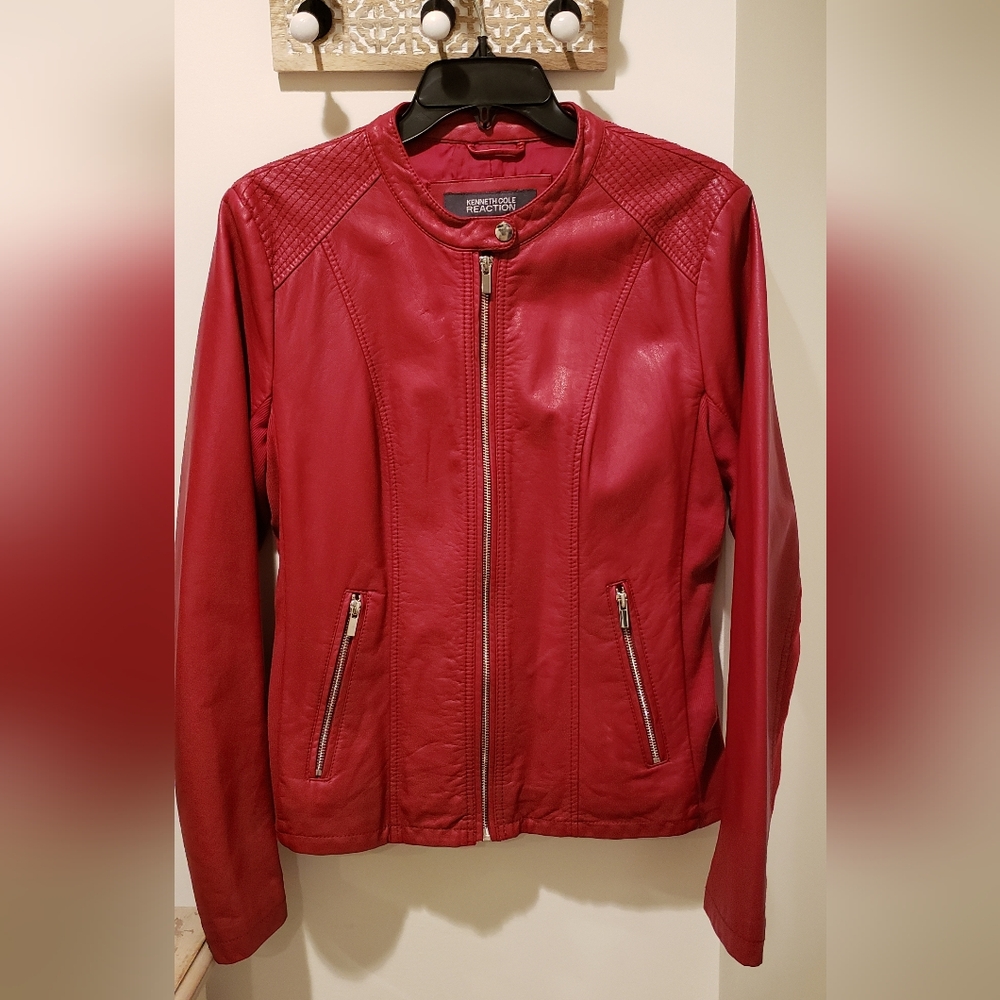Kenneth Cole Reaction Red Faux Leather Jacket